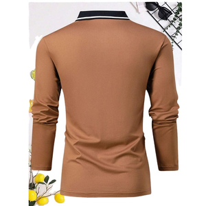 Polo de manga larga para hombre, 100% algodón de primera calidad, con cuello alto. - Product Image 6