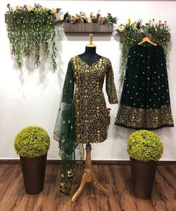 Robe traditionnelle indienne, laenga Choli, chemisier de styliste, tenue décontractée, couleur rose colorée, en tissu avec dupatta fond, offre spéciale - Product Image 6