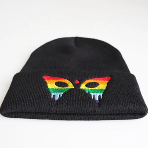 Sombrero de lana de punto bordado de dibujos animados de Anime para Otoño Invierno gorros cálidos Gengar para Navidad Halloween Pascua Día de San Valentín - Product Image 2