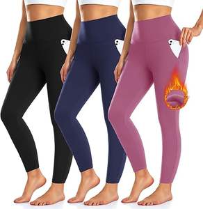Paquete de 3 Leggings Forrados de Polar para Mujer con Bolsillos - Pantalones de Yoga Cálidos para Invierno, Leggings Térmicos para Correr y Hacer Ejercicio - Product Image 3
