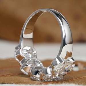 แหวนหมั้นเพชรสำหรับผู้หญิง5 CTS 18K แหวนเพชรรูปไข่สีทองสีขาว - Product Image 5