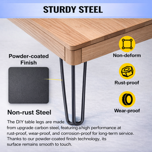 Easy Installation <b>Metal</b> Furniture Legs for Outdoor Use Hairpin Table Legs 34" 880lbs Load Capacity DIY Table Legs EDPTBL018 - Product Image 3