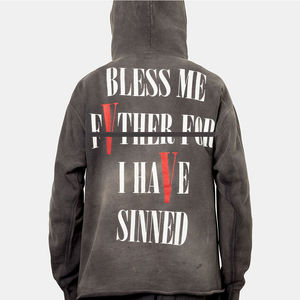 Sudadera con capucha desgastada con lavado ácido personalizada para hombre, ropa de calle Vintage, dobladillo crudo estampado, talla XS, nuevo forro polar de invierno - Product Image 3