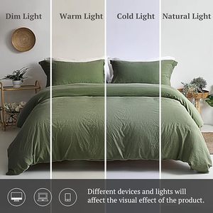 French Flax White Cotton Duvet Cover <b>Set</b> 3pc Solid Pattern Breathable Soft <b>Comforter</b> 200TC California King Size Home Hotels - Product Image 4