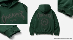 Sudadera con Capucha para Hombre, Verde Oscuro, Estilo Desgastado, Oversize, de Algodón Grueso, con Estampado Gráfico, Estilo Urbano, con Logotipo Personalizado - Product Image 5