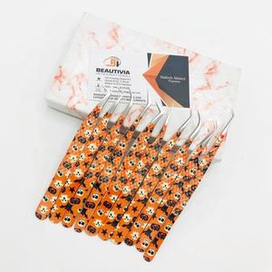 แหนบต่อขนตาสแตนเลสเคลือบกระดาษแบบกำหนดเองแหนบปลายแหลมแบบยั่งยืนฉลากส่วนตัว - Product Image 4