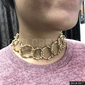 Chapado en oro Elegante diseño redondo punteado de Gargantilla Collar hecho a mano producto Premium para niñas y mujeres SKU6917 - Product Image 2