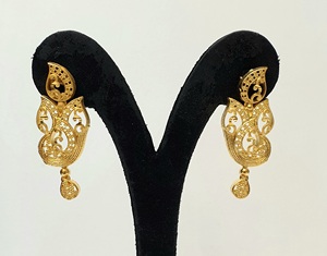 Classic Vintage 24K Gold Plated Brass Jewelry Set Necklace Earrings <b>Ring</b> Women's Wedding Gift Party Floral Design - Product Image 2