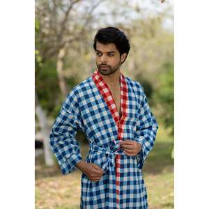 Peignoir Kimono Bohème en Pur Coton pour Homme, Motif Géométrique, Style Haori Japonais, Respirant, Robe de Chambre d'Été, Coupe Décontractée, Ensemble Homme - Product Image 2