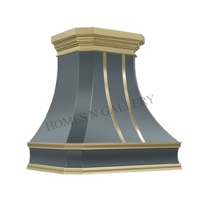 Campanas de cocina negras personalizadas de lujo francés de nuevo diseño con correas de campana de latón dorado y remaches campana de ventilación de diseño clásico - Product Image 5