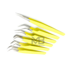 Pinzas de pestañas con logotipo personalizado, puntas plateadas con empuñadura de diamante, pinzas de extensión de pestañas de acero inoxidable japonés, Etiqueta Privada - Product Image 2