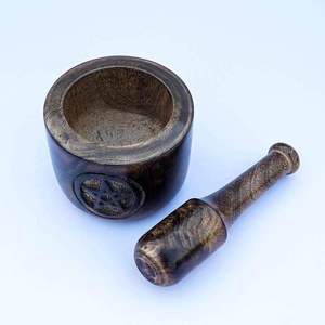 Wooden <b>Mortar</b> and Pestle Garlic Masher Hand Grinder Crusher Kitchen Gadgets Masala <b>Mixer</b> Manual Bowl Seasonings Pill Crusher - Product Image 2