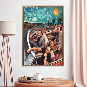 Impresión en Lienzo Moderna: Decoración Artística Elegante Inspirada en Frida, Van Gogh, Dali, Lienzo con Marco Dorado - Product Image 1