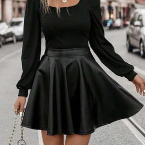 Vestido Mini de Viscosa con Cuello Cuadrado y Manga Larga para Mujer de Jane's - Elegante para Fiestas y Salidas Nocturnas - Product Image 6