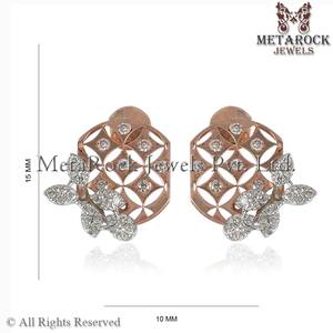 Ensemble de boucles d'oreilles en or Rose massif 14k, bijoux en diamant pavé, pendentif, cadeau pour elle, nouveau Design, ensemble de qualité supérieure - Product Image 3