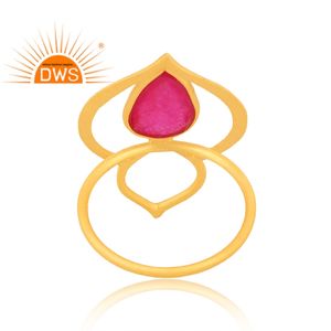 ร้อนขายเงินสเตอร์ลิง18พันชุบทองย้อมสีทับทิมพลอยซ้อนแหวน Demi เครื่องประดับปรับผู้ผลิต - Product Image 4