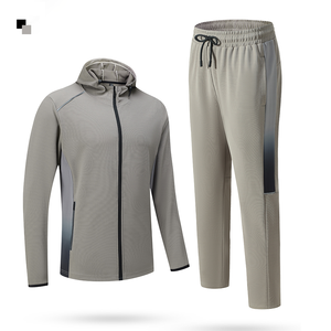 ชุดวอร์มสำหรับวิ่งของผู้ชายชุดเสื้อแจ็คเก็ตและกางเกงมีฮู้ด2ชิ้นชุดวอร์มทรงสลิมฟิตสำหรับวิ่งจ๊อกกิ้ง - Product Image 1