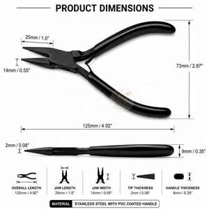 Black Micro <b>Chain</b> Nose Plier High Quality Stainless Steel Light Weight Precision Tool for DIY Jewelry Making Plier - Product Image 5