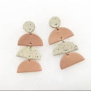 Hand Finished Resin <b>Earrings</b> with Polka Design, Antique Look and Multi Colored Pantone Combos Great for Parties and Travel - Product Image 1