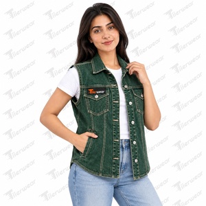 Tiierwear <b>Women's</b> <b>Denim</b> Vest Manufacturer Custom Jean <b>Waistcoat</b> OEM Private Label Sleeveless <b>Denim</b> Jacket Supplier <b>for</b> Fash - Product Image 3