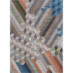 Tapis en laine et viscose tufté à la main Acar Ivory, motif géométrique TAQ-4334 pour usage domestique - Product Image 1