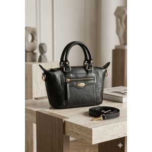Black Hand and Shoulder Bag with Zipper Pocket Detail Water Resistant Feature - Product Image 1