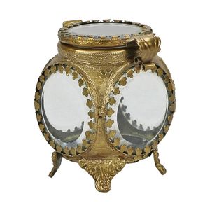 Nouvelle arrivée Boîte à bijoux décorative en laiton et en verre Conception personnalisée Boîte à bijoux en verre et en laiton antique Exportateur en gros - Product Image 2