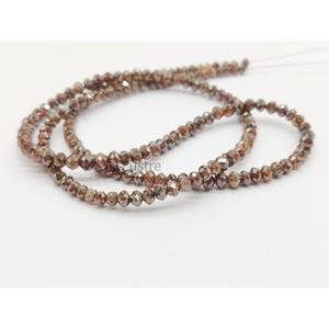 Colliers en diamants rouges champagne facettés de 3 mm de qualité AAA+, perles rondes, 100% diamants rouges naturels étincelants, cadeau d'anniversaire parfait - Product Image 3