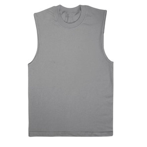 Wholesale Men's Gray Sleeveless O-Neck Tank <b>Top</b> Regular Fit Casual Solid Color Cotton Jersey Breathable Workout Shirt - Product Image 3