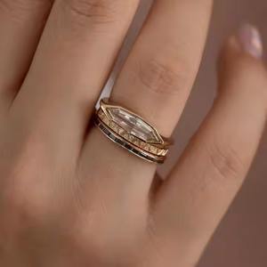 แหวนหมั้นเพชรโมอิสสีเหลืองทอง14K แบบดั้งเดิมสำหรับงานแต่งงาน VVS Moissanite - Product Image 2