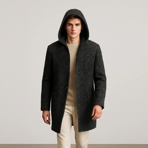 Manteau d'hiver long en laine écologique pour homme, doux, chaud, élégant et stylé pour un usage quotidien au bureau et en voyage - Product Image 2