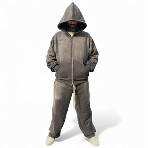 Ensemble sweat-shirt et pantalon de survêtement en molleton français imprimé personnalisé en coton 100% pour hommes, streetwear, marque privée, molleton lourd, automne - Product Image 1