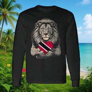 Maglietta a maniche lunghe Trinidad e Tobago Lion Heart unisex con scollo rotondo, stampa digitale, abbigliamento promozionale, per adulti, Pride. - Product Image 4