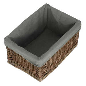 Antique Wash Grey Cotton Lined Wicker Storage <b>Baskets</b> - Product Image 2