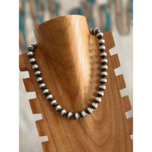 12 MM 18 Inch Navajo Strung Sterling Silver Machine Made Pearl Necklace - Product Image 1