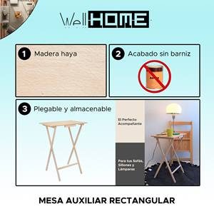 WELL HOME Tavolo Consolle Rettangolare con Finitura Non Verniciata 48x35x64 cm Tavolino Laterale - Product Image 2