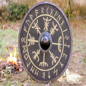 Mittelalter licher Wikinger Holz schild Battle Ready Compass Runder Schild Wikingers child nordischer Kompass Designs 24" - Product Image 2