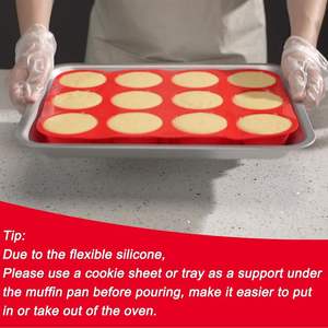 LFGB Platinum Non-Stick BPA Free Disposable Eco-Friendly Regular Silicone Brownie Cupcake Pan Muffin <b>Tin</b> <b>Cake</b> Baking Mold Oven - Product Image 5