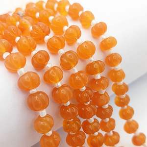Carnelian Carved Gemstone Pumpkin Beaded Strands 8 Inch Long Loose Stone Melon Bead Strand Supplier from India - Product Image 5