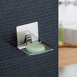 Soap Dish <b>Holder</b>,Self Adhesive Wall Mounted Soap <b>Sponge</b> <b>Holder</b> Stainless Steel Storage Saver Rack for Home Kitchen Bathroom Show - Product Image 5
