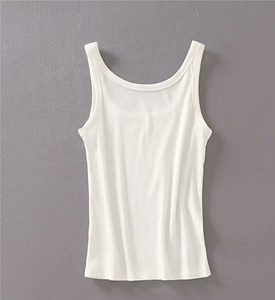 2025 verano nueva moda mujer chalecos Top cuello redondo blusa de punto sólido tanque Feale sin mangas Casual fino Top - Product Image 2