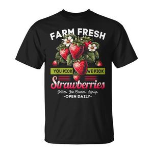 T-Shirt Vintage 'Farm Fresh Strawberries' per Agricoltori di Fragole, T-Shirt Promozionale - Product Image 1