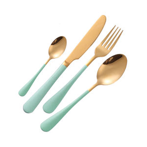 Poignée en résine multicolore cuillère fourchette couteau vaisselle argenterie cadeau de mariage ensemble de couverts en acier inoxydable - Product Image 4