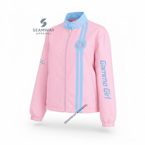 เสื้อแจ็คเก็ตแข่งรถผ้าคอตตอนทวิลล์ Gamma Phi Delta Sorority สำหรับผู้หญิง เสื้อแจ็คเก็ตมอเตอร์สปอร์ตสำหรับแข่งรถ เสื้อแจ็คเก็ตนักขี่มอเตอร์ไซค์สมรรถนะสูง - Product Image 2