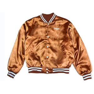 Última llegada High Street 100% Poliéster Satén Parte inferior informal Ropa de invierno Tallas grandes Hombres Shinny Bomber Chaquetas Diseños bordados - Product Image 6