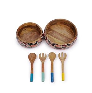 Bol à salade à manger personnalisable en bois naturel écologique avec base en résine pour aliments bol en bois à la mode - Product Image 2