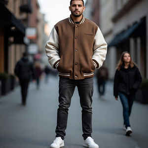 แจ็กเก็ตเลตเทอร์แมนสำหรับผู้ชายแจ็คเก็ตเบสบอลบอมเบอร์ทีมตัวแทนแขนยาว - Product Image 6