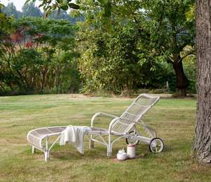 Chaise longue Luca aluminium et rotin synthétique en osier finition blanche. - Product Image 6