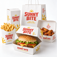 Boîte en papier jetable personnalisée avec logo pour emballage alimentaire de gros (burgers, poulet frit, frites, snacks) – Contenant à emporter