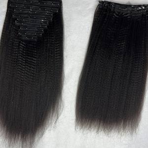 Meilleure vente Clip en 100% cheveux humains bruts couleur noire cuticule aligné haute densité vague de corps faisceaux avec fermeture à lacet - Product Image 4